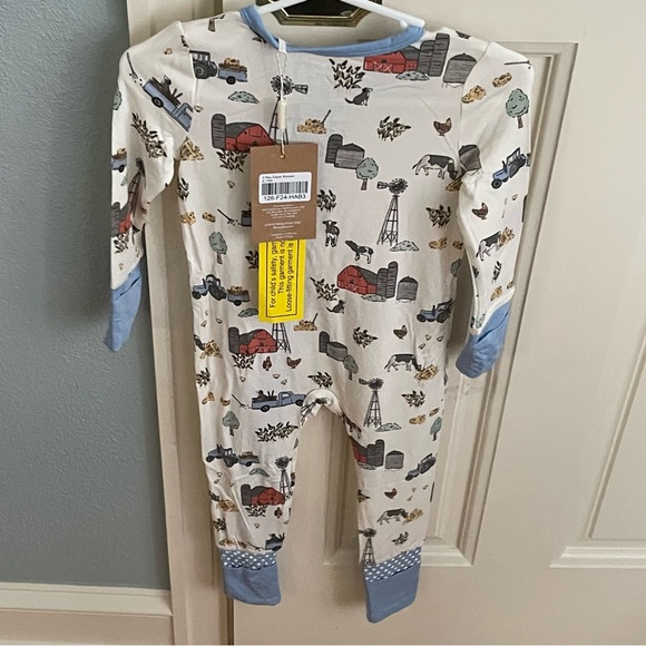 SOLD!!! NWT Angel Dear Bamboo Blue Hay Farmer Print Convertible Pajama 6-12M - Picture 5 of 5
